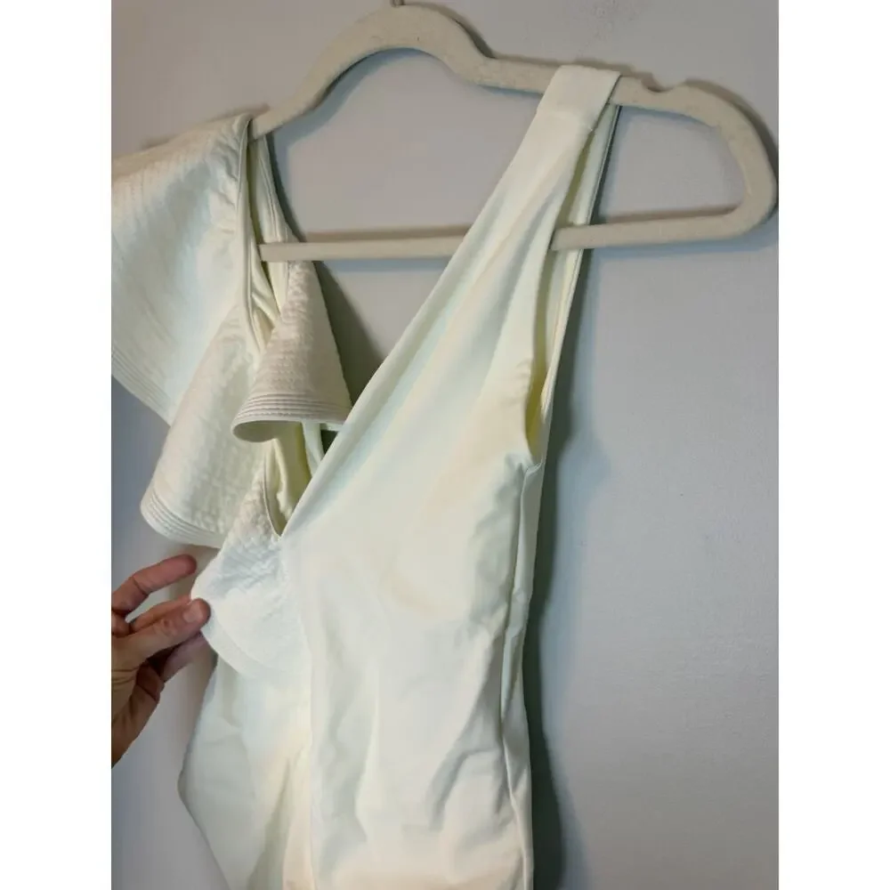 Johanna Ortiz Ruffled One Piece Swimsuit Ecru Sz Small NWT $495